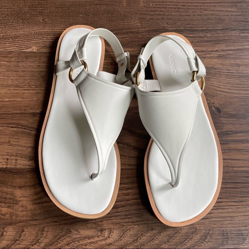VINCE Vero Cuoio White Flat Slingback Sandals, Size 6M